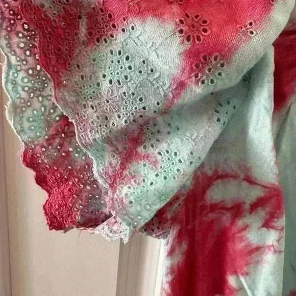 RAGA Leslie Tie-dye Smocked Midi Dress ~ Hand Dyed!!~ Adjustable Waist~ L~NWT! - Picture 4 of 9